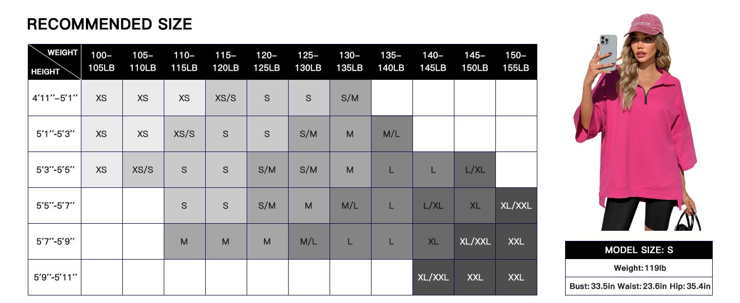 FISOEW Womens Oversized Sweatshirt Casual Zip Up V Neck 3/4 Sleeve High Low Pullover Tunic Tops Fit Hoodie y2k outfits school outfits Womenswear Black Style Zipper Basic