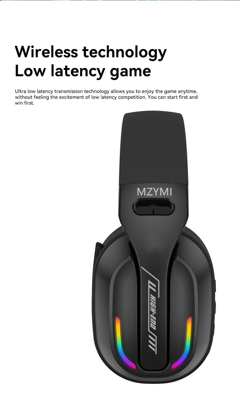 MZYMI B500GHz Wireless Gaming Headset with Dual Connection Modes Bluetooth 5.4 & Wired Noise Cancellation for Esports and Music