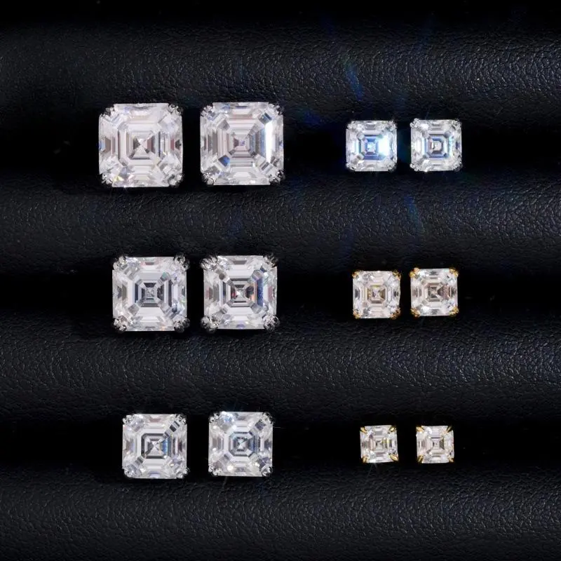 [ICE HUE] 18K Gold Plated 5A+ D Color Sri Lanka Moissanite Stud Earrings, Luxury Hip Hop Jewelry, Earring for Women, Classic Daily Wear Casual Fashion Gift
