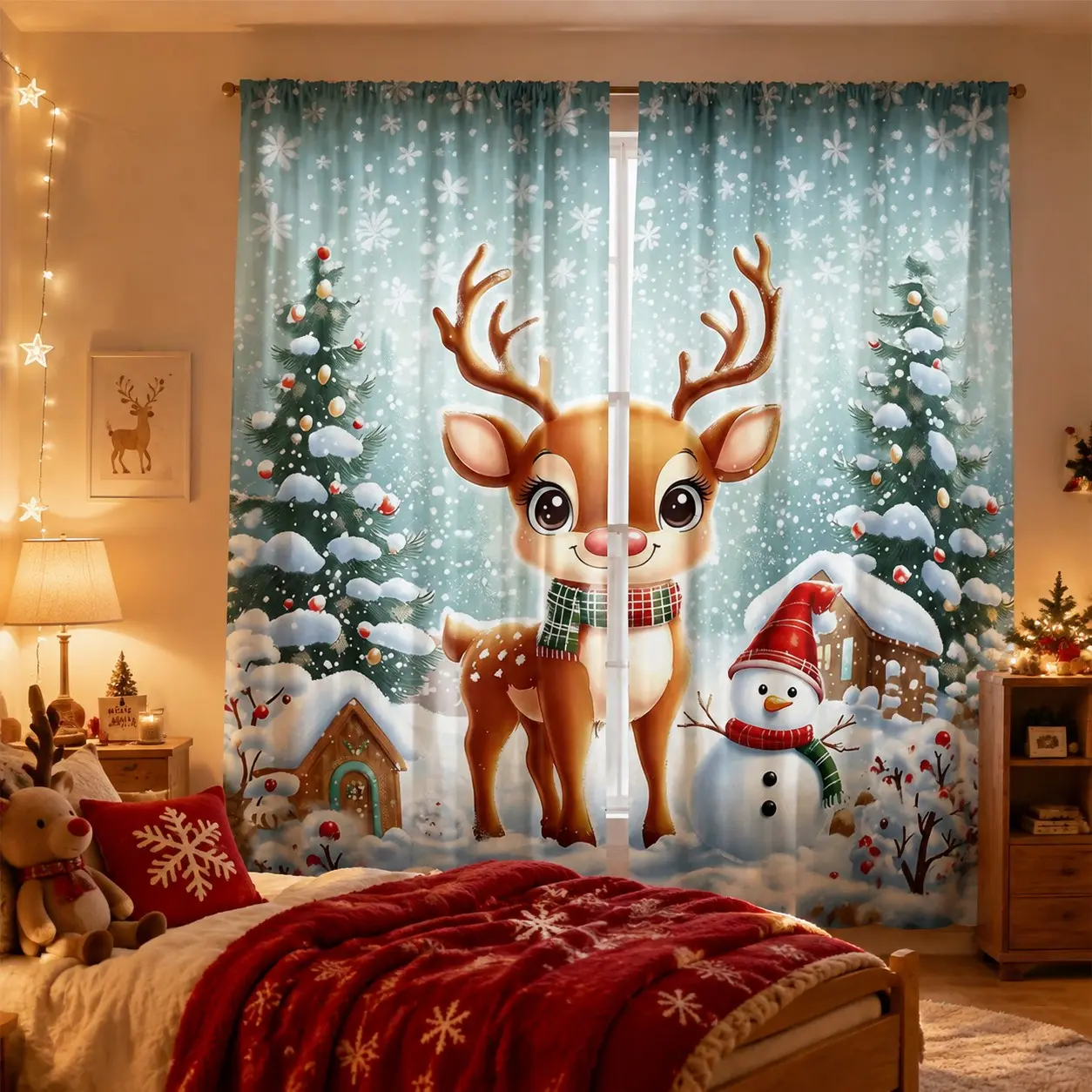 Colorful glass Gothic window digital printed curtains, semi blackout polyester material curtains, 2-piece set of bedroom, living room, dining room universal curtains, Home Decoration Curtain, Home Decorative Curtain