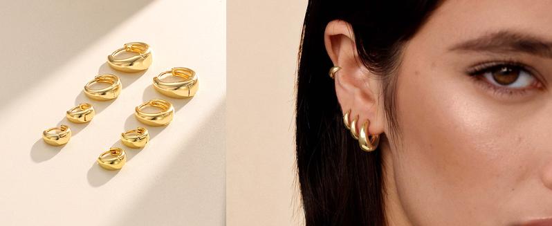 Dearmay Small Hoop Earrings Set for Women,Mini Chunky Huggie Hoop Earring Hypoallergenic Stackable Earrings for Multiple Piercing Dainty Cartilage Earring for Women Jewelry Gift Black Friday