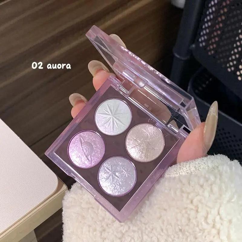Glitter Highlighter Eyeshadow Palette, Shimmer Sparkle Palette, Long Lasting, High Pigmented, Trending Makeup, Summer & Korean Style