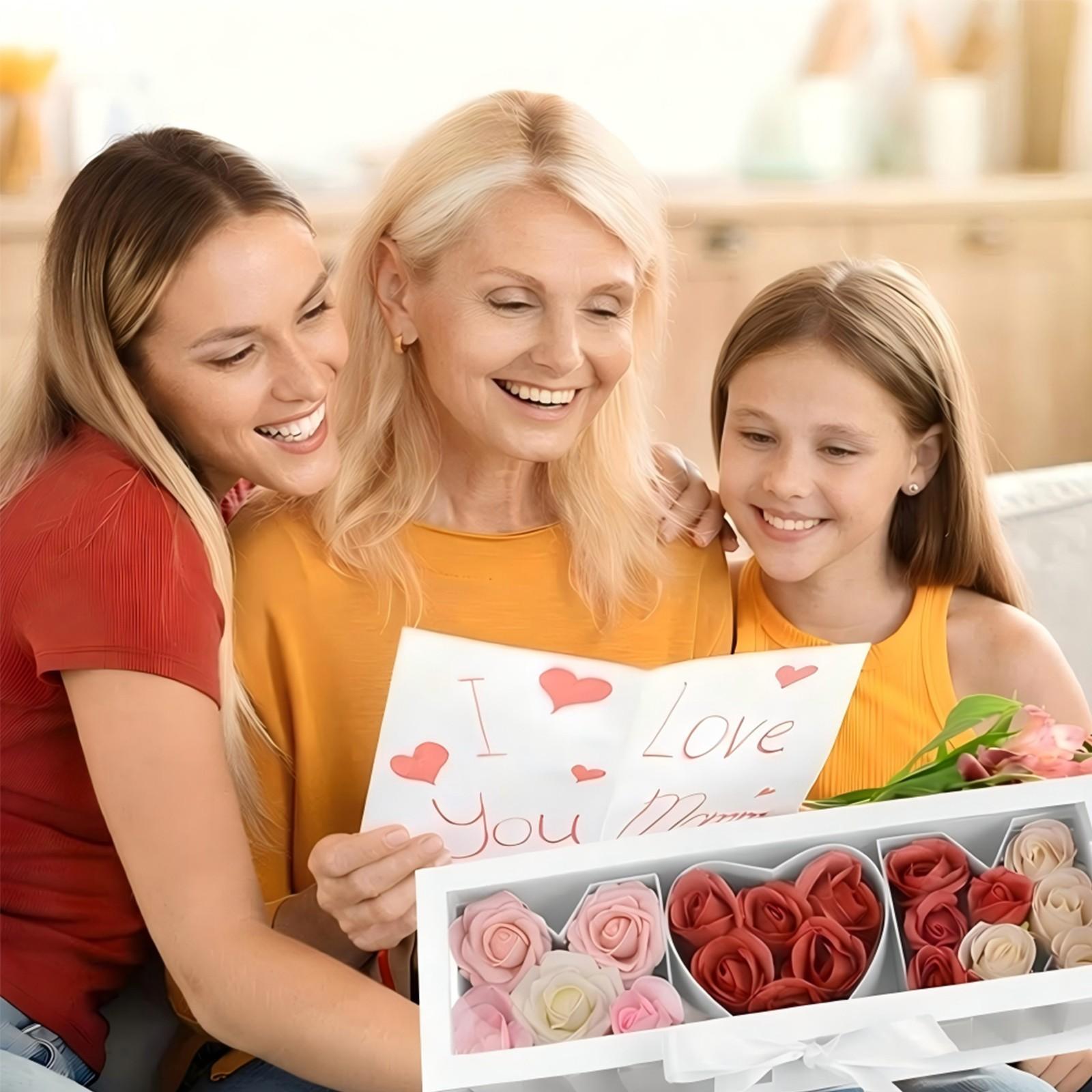 2 Pack Mother's Day Empty Flower Box Empty Gift Box Cardboard Letter Shaped Fillable Chocolate Strawberry Flower Gifts for Mother's Day