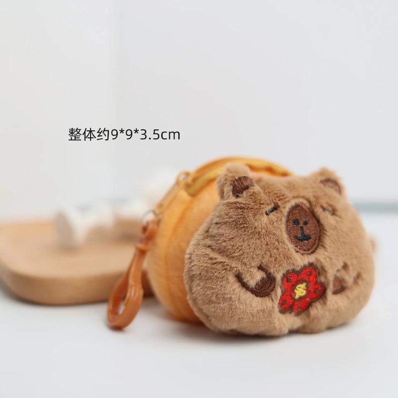 Cute Kapibara change bag capybara earphone bag pendant creative cartoon plush guinea pig storage bag