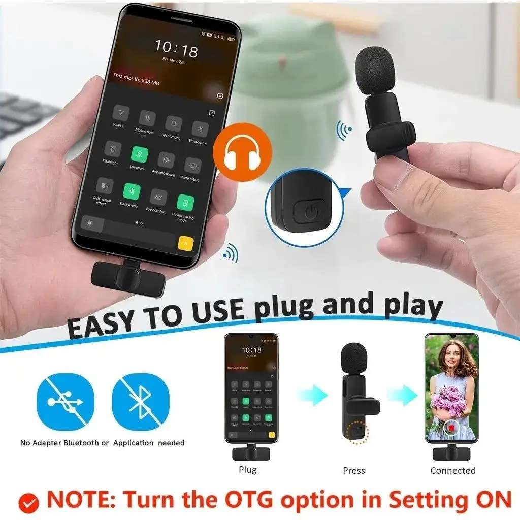 K9 Wireless Lavalier Microphone for Mobile Phones & Devices, Rechargeable Podcast Bundle with Noise Cancelling Mini Ribbon Mic, Hands-Free Holder, Plug, Button & Receiver, Ideal Vlogging, Interviews & Recording mikerophone irl live microphone mic b12