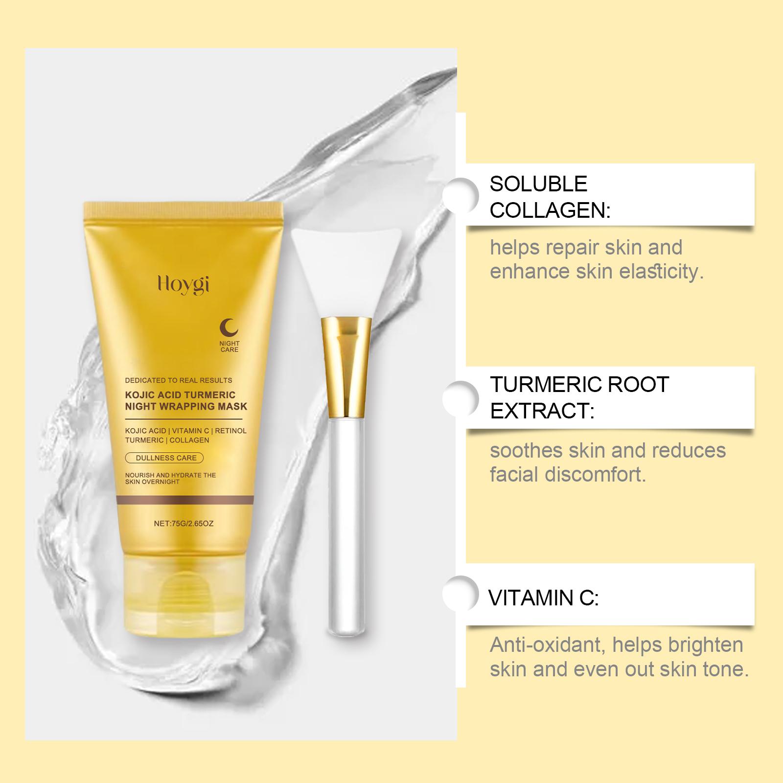 Kojic Acid Turmeric Night Mask，Rejuvenate overnight，Skincare Glowing Skin Intensive Comfort