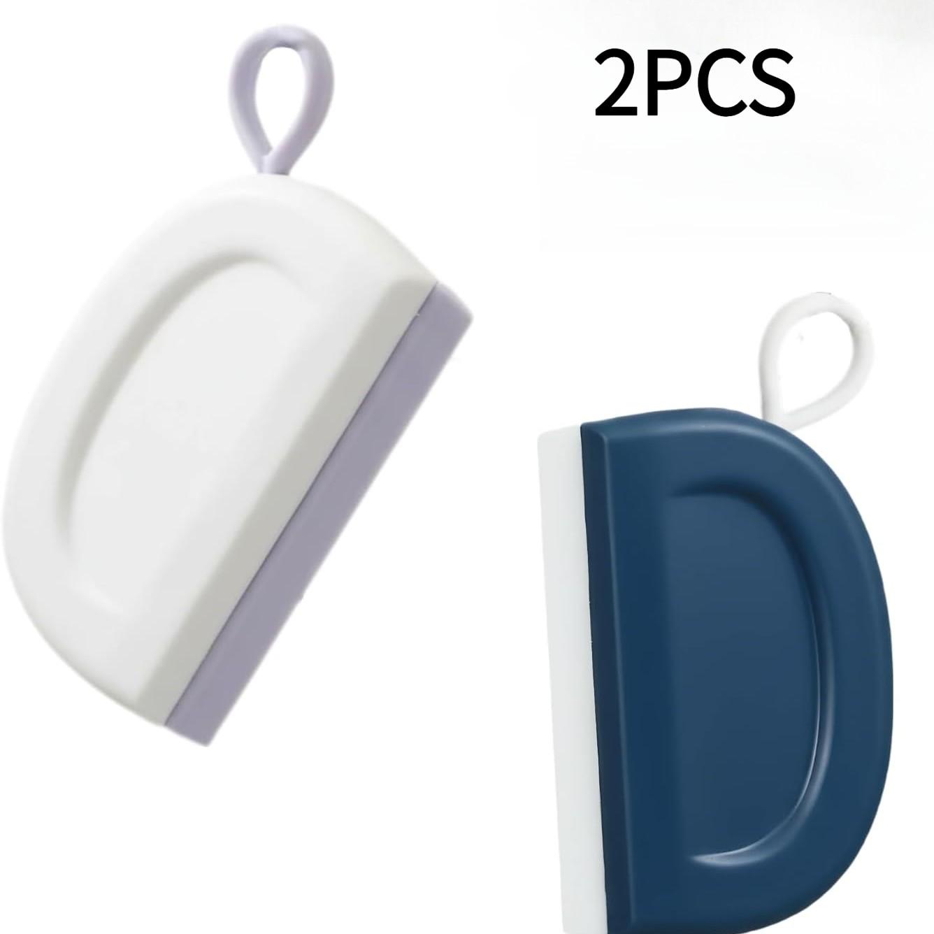 2-Pack Small Squeegee Set, Scratch-Free Cleaning Tool for Shower Glass Doors, Mirrors, Tiles, Countertops, Kitchen, Car, RV Bathroom, Blue