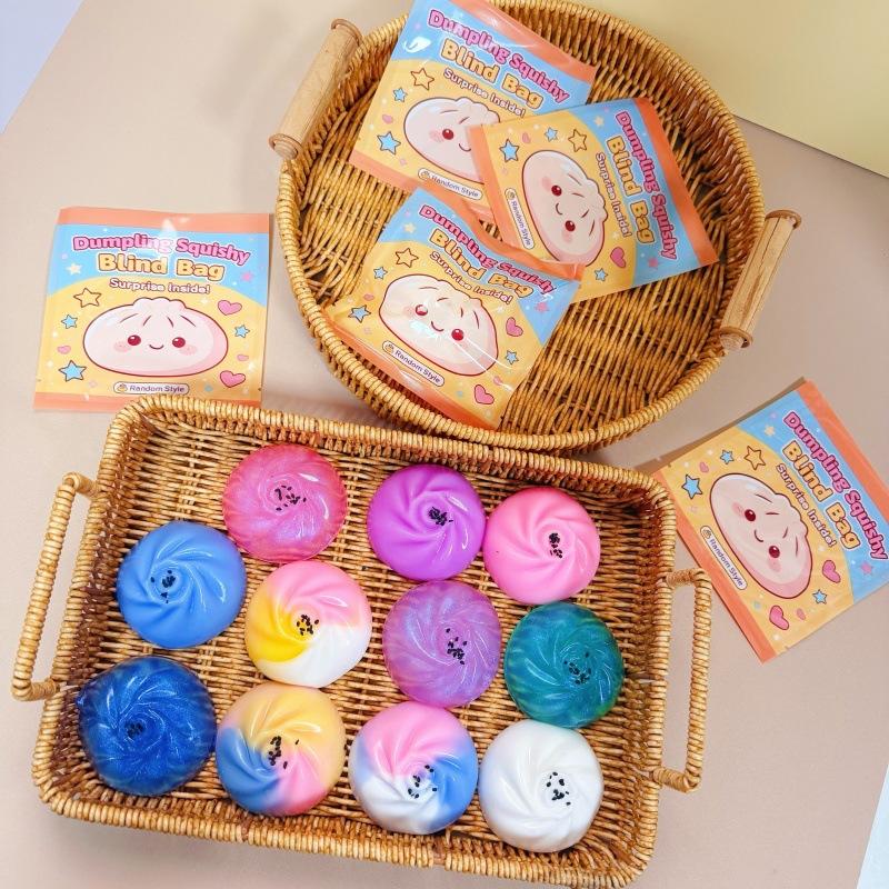 Baozi Squishy Toy for Children, Simulated Food Stress Relief Gadget, Internet-famous Transparent Dumpling Crystal Stress Reliever