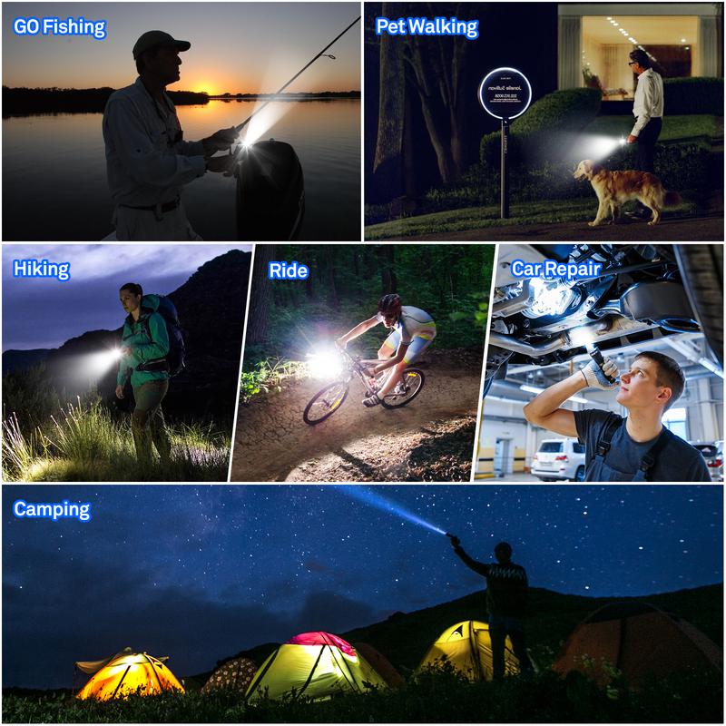 【Valentine's Day gift】 Strong Light Laser Flashlight USB Rechargeable with 8 Light Modes, High Lumens,Strong magnetic attraction,Emergency Red and Blue Lights, International Rescue Lights,for Hiking, Garage, Garden, Camping, Emergency