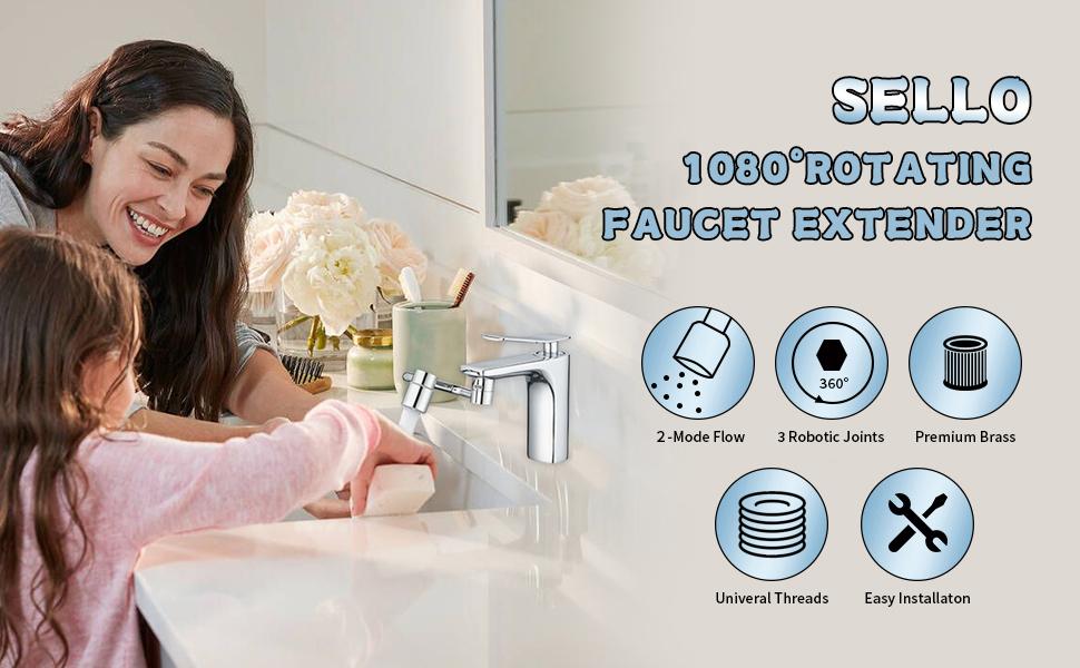 1080° Rotating Faucet Aerator Extender, Large-Angle Water Nozzle Faucet Adapter, Universal Splash Filter Kitchen Tap Extension