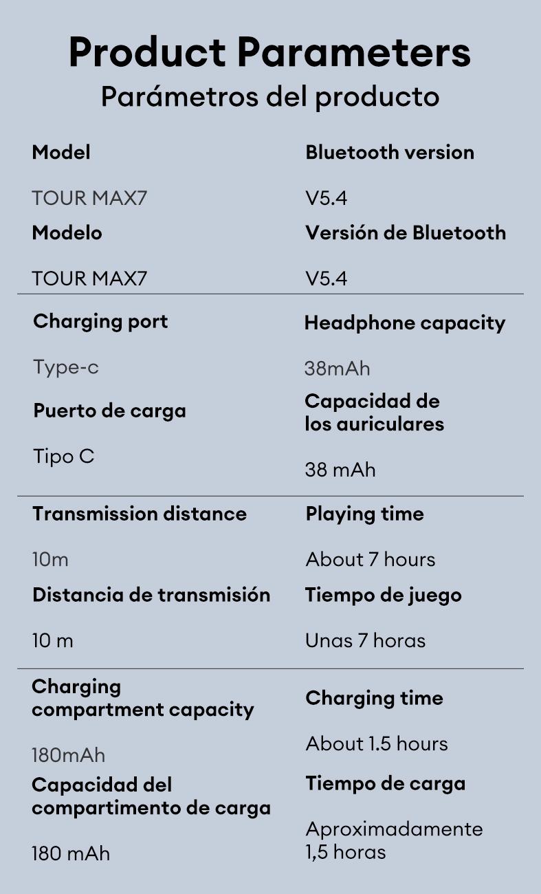 HYUNDAI TOUR-MAX7 Wireless Bluetooth Earbuds HIFI Dolby Panoramic Sound In-Ear Headset, Ultra-Long Battery Life Headphones Support ENC Call Noise Reduction