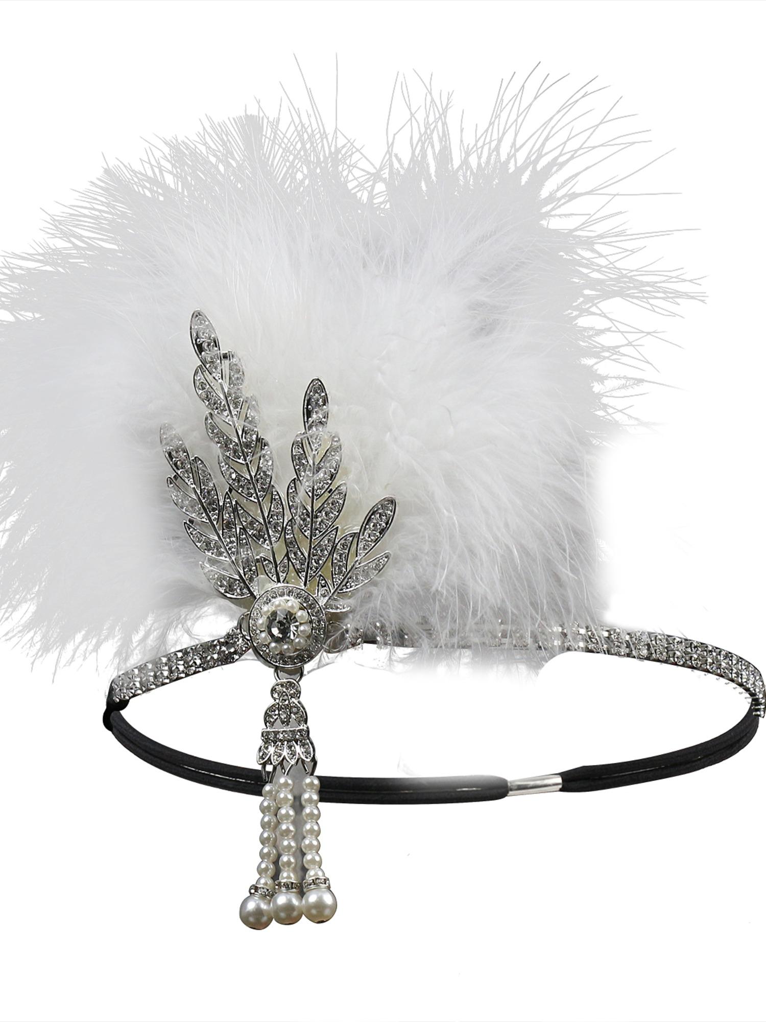 1920s Flapper Headpiece Great Gatsby Feather Headband 