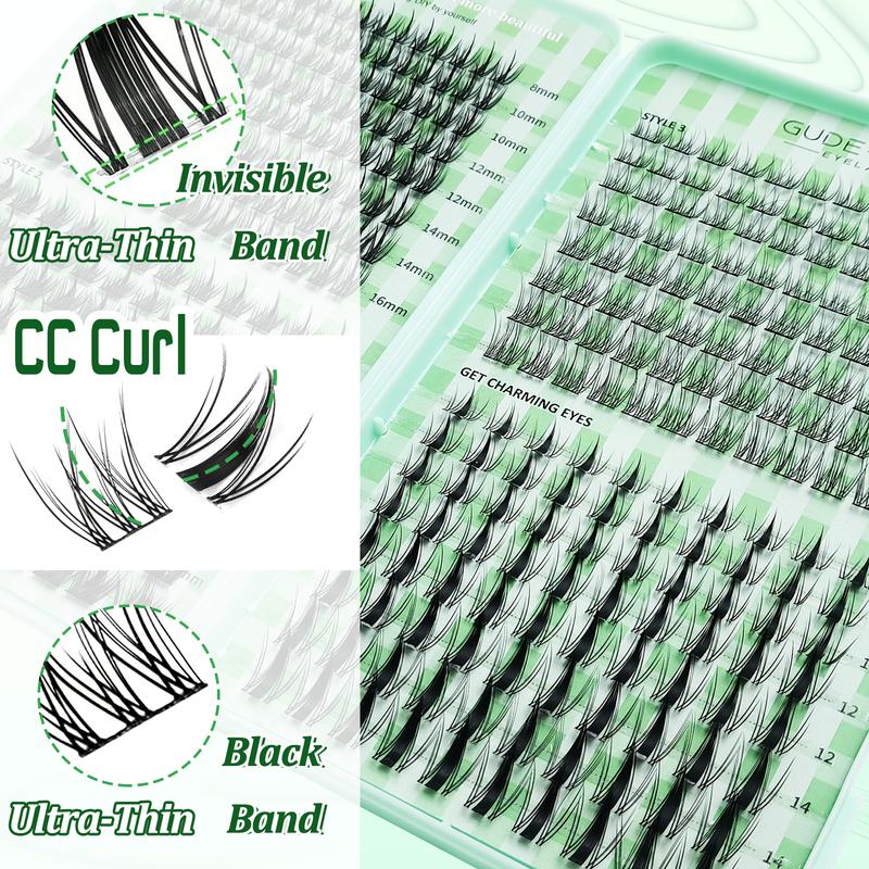 Natural Drifting Eyelash Clusters, Anime Style Lashes, Pointed Individual Extensions, C Curl Single Root, 8-16mm Bottom Cluster, DIY Home Use