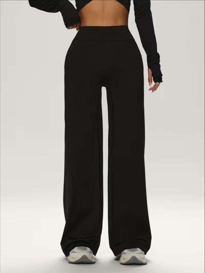 Women's Loose Straight Leg Pants, Soft Naked Feel, Casual Loose Split, Casual Daily Wear, Wide Leg Yoga Pants, Sporty Fitness Outdoor