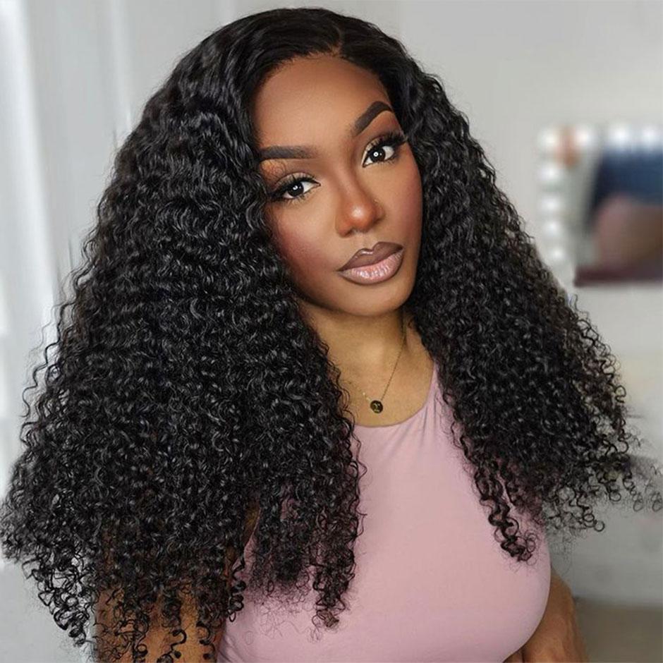 Moreface Beauty Water Wae Pre-Bleached Knots Wig Human Hair Lace Frontal Wigs Natural Color Deep Wave Wig Transparent Lace Frontal Human Hair Wigs Kinky Curly Lace Front Wig