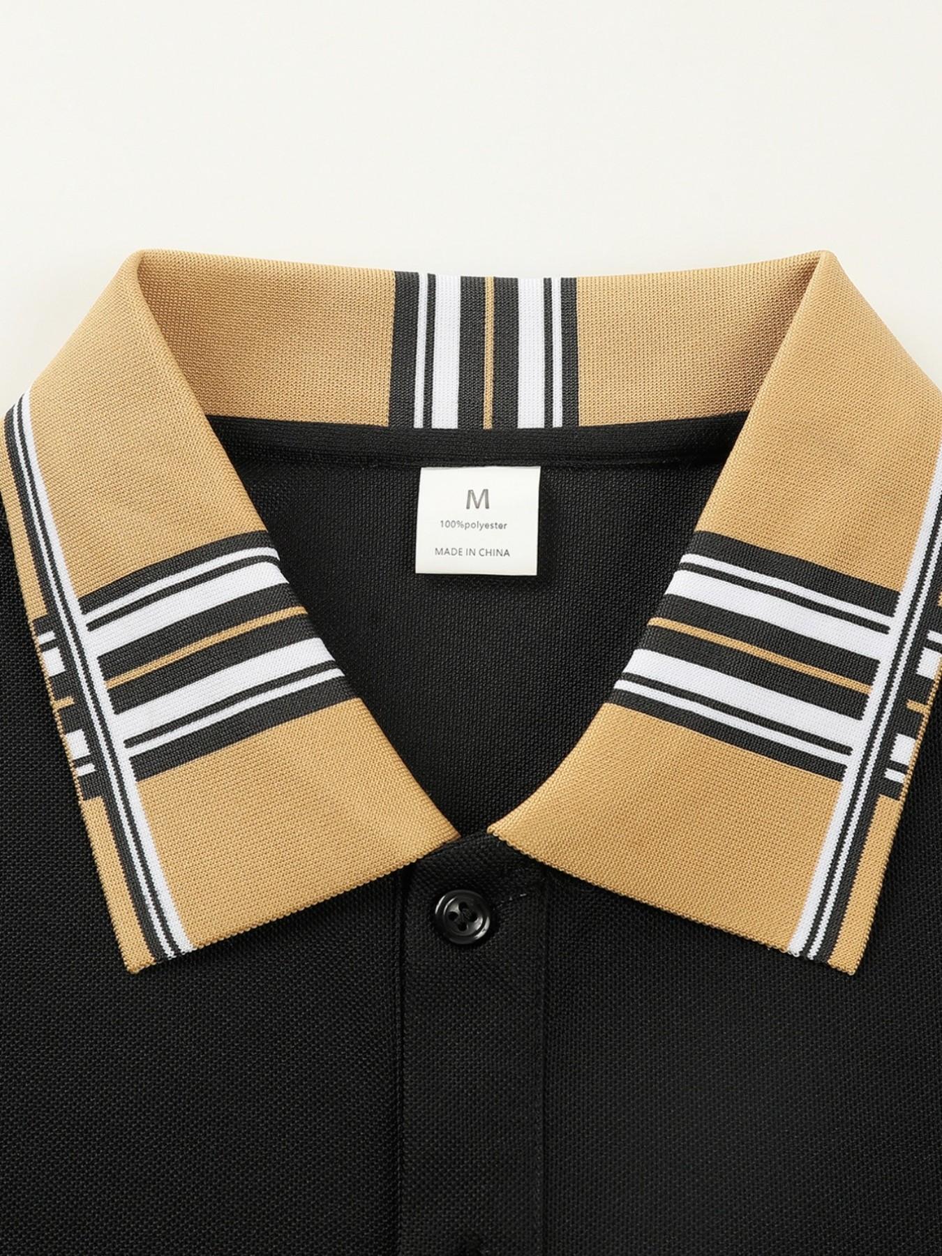 3pc Aa3462toyo Men's Casual Short Sleeve Shirt, British Style Golf Wear, Outdoor Polo Shirt, Fitted Collared Top, Men's Fashion