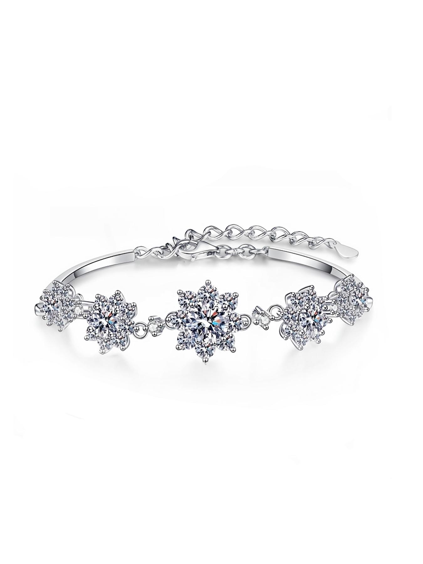 A 2.6-carat morganite Christmas snowflake men's and women's bracelet, made of S925 silver, suitable for daily wear as well as for weddings, engagement parties, events and vacations. Also a great gift for Christmas, birthday or anniversary