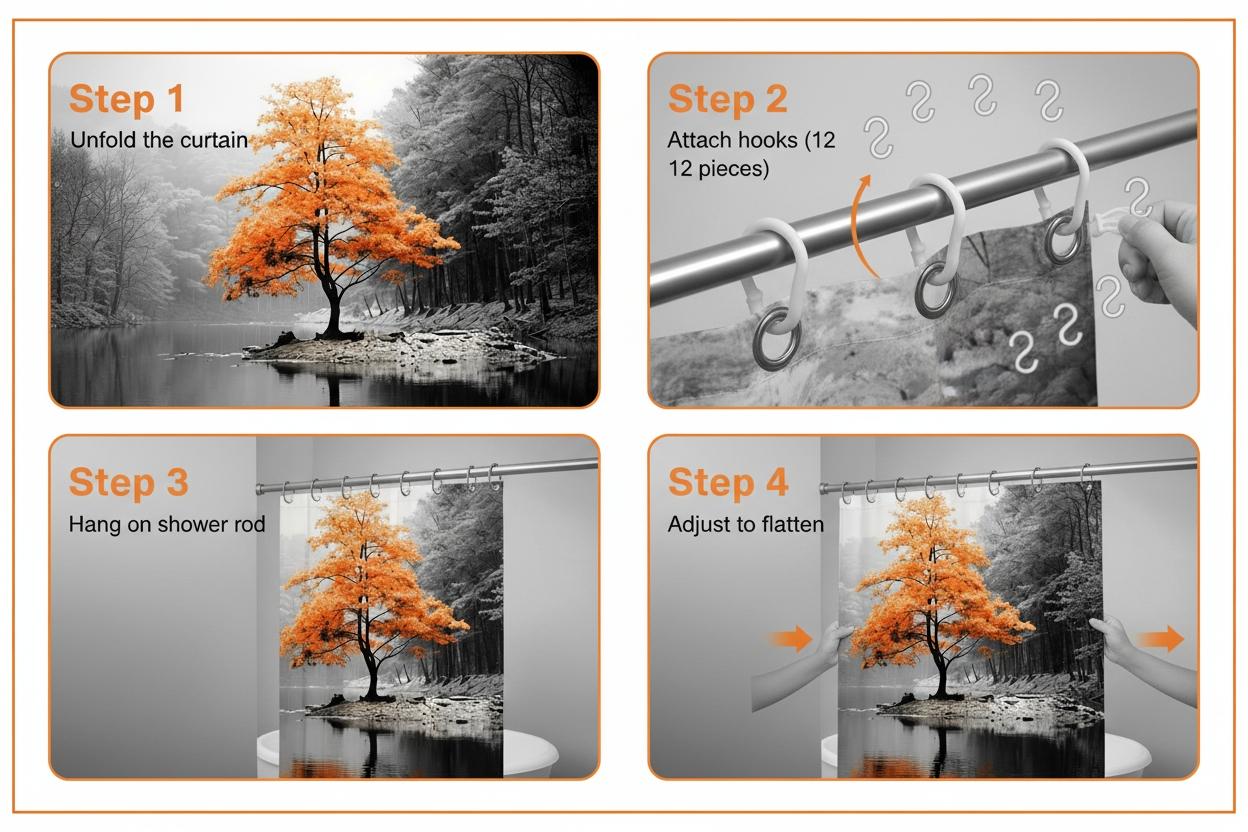 1pc Lonely Tree Bath Curtain, Minimalist Artistic Landscape, Soft Polyester, High Clarity Digital Print, Home Hotel Bathroom Decor