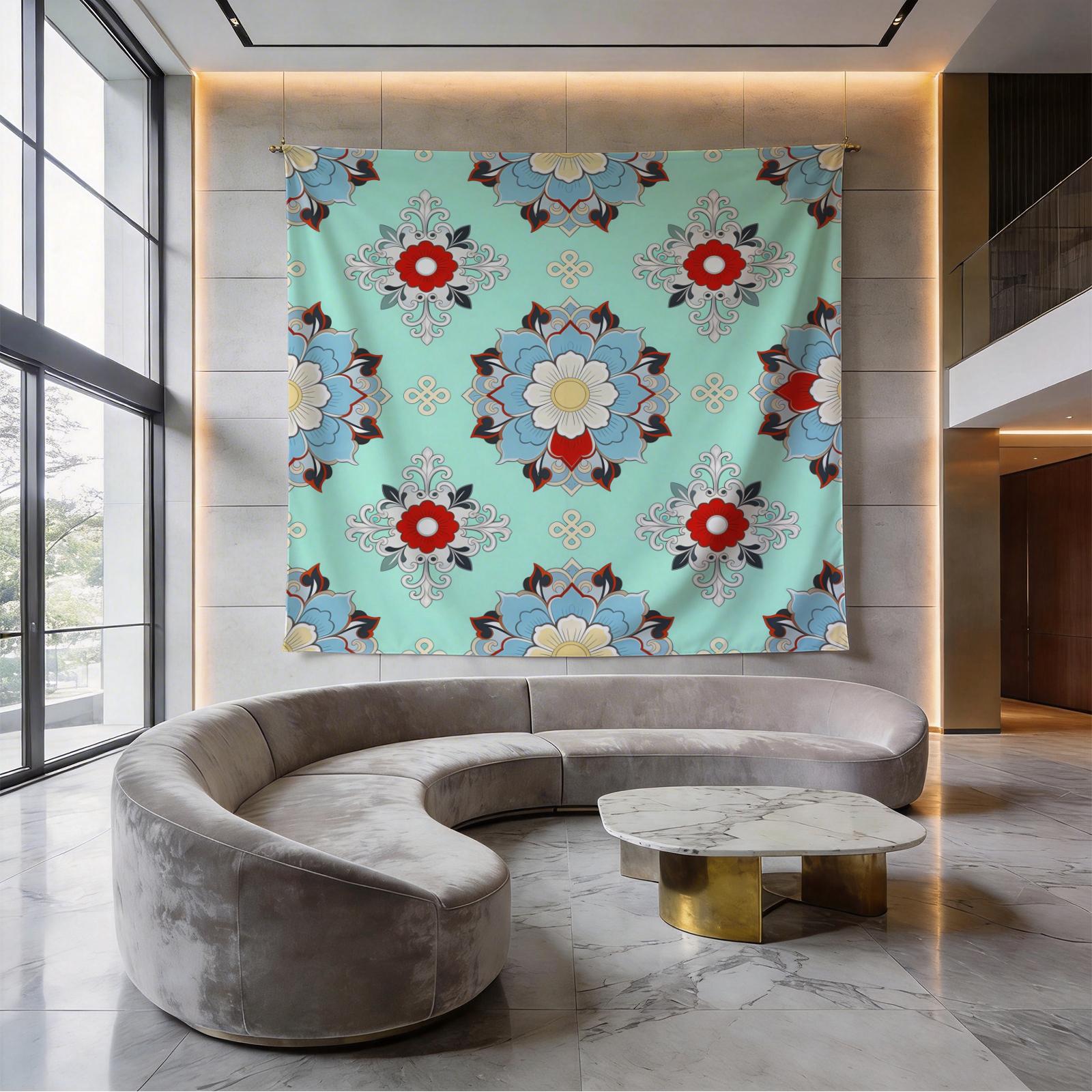 1 Piece Vintage Floral Mandala Tapestry, HD Digital Printed Wall Hanging Tapestries, Aesthetic Boho Tapestry, Easy to Hang for Living Room Bedroom Dorm Home Decor