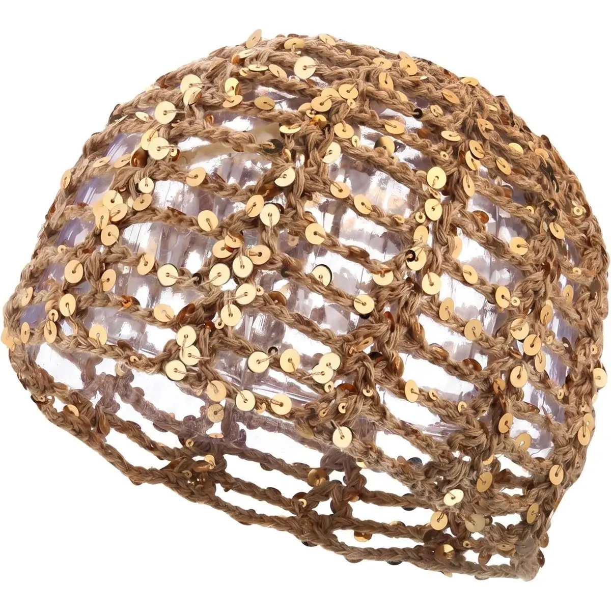 Summer Glitter Sequin Beanie Boho Hollow Out Crochet Hat for Women Beach Travel Party