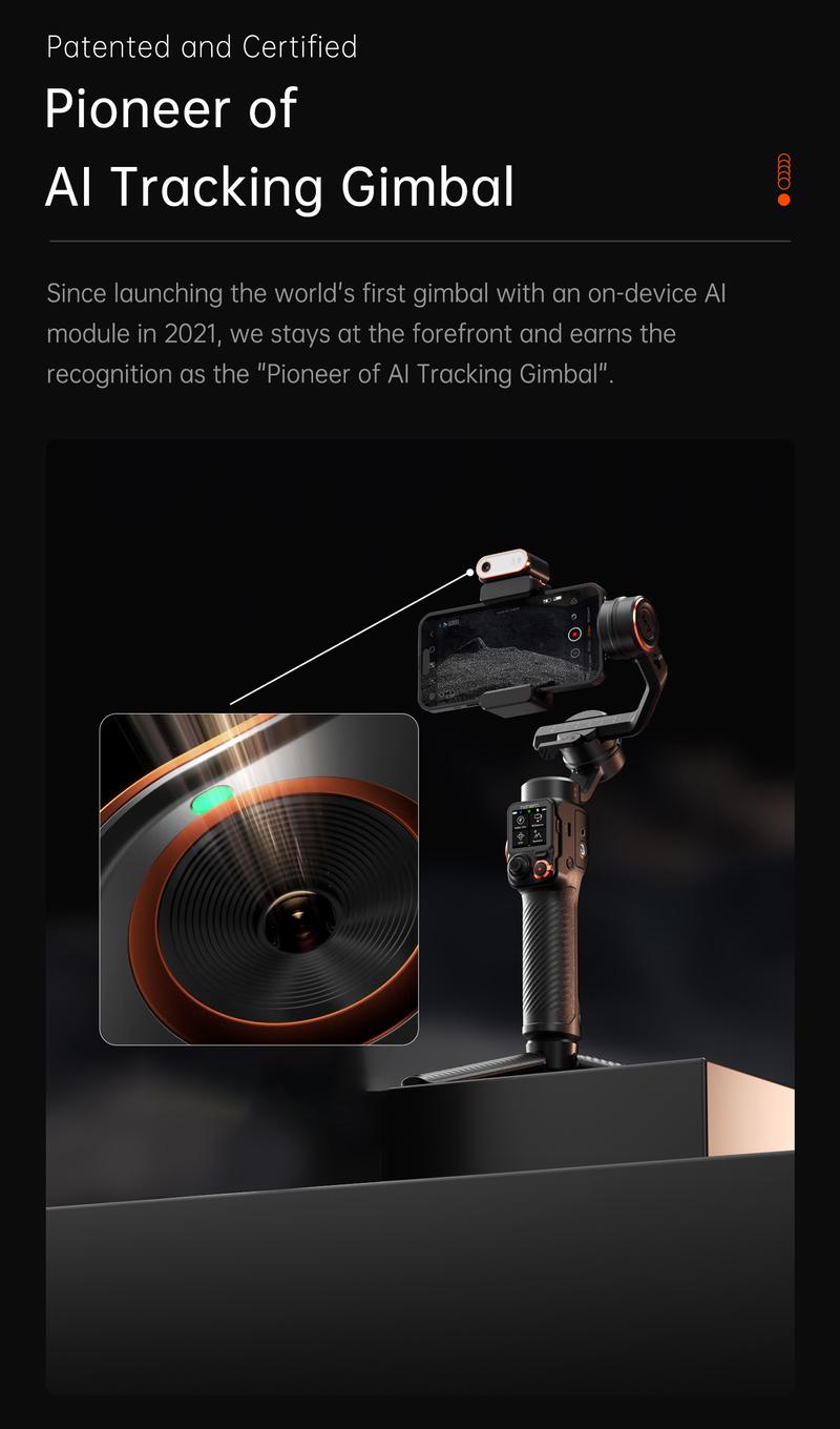 Hohem iSteady M7 AI Tracking Smartphone Gimbal Stabilizer 3-Axis with Magnetic Fill Light/AI Tracking Sensor for iPhone Android with 1/4-inch Color Tochscreen Display,Detachable Remote Controller, Max Payload 500g 2023 Upgraded