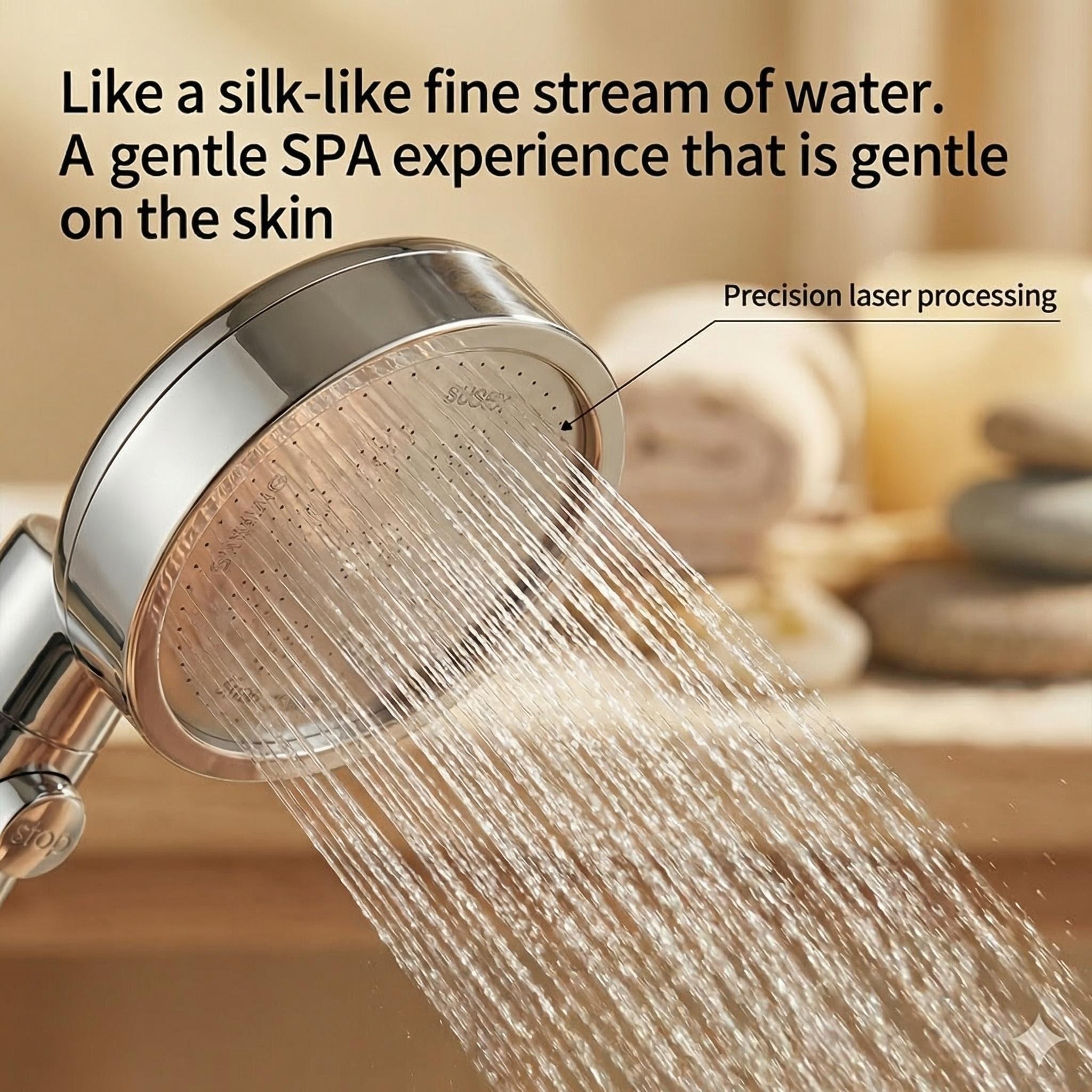 3-Piece Adjustable Shower Head Set, G1/2 Interface, 150cm Flexible Hose, Wall-Mounted Bracket, No Drilling Required, Bathroom Faucet Accessories