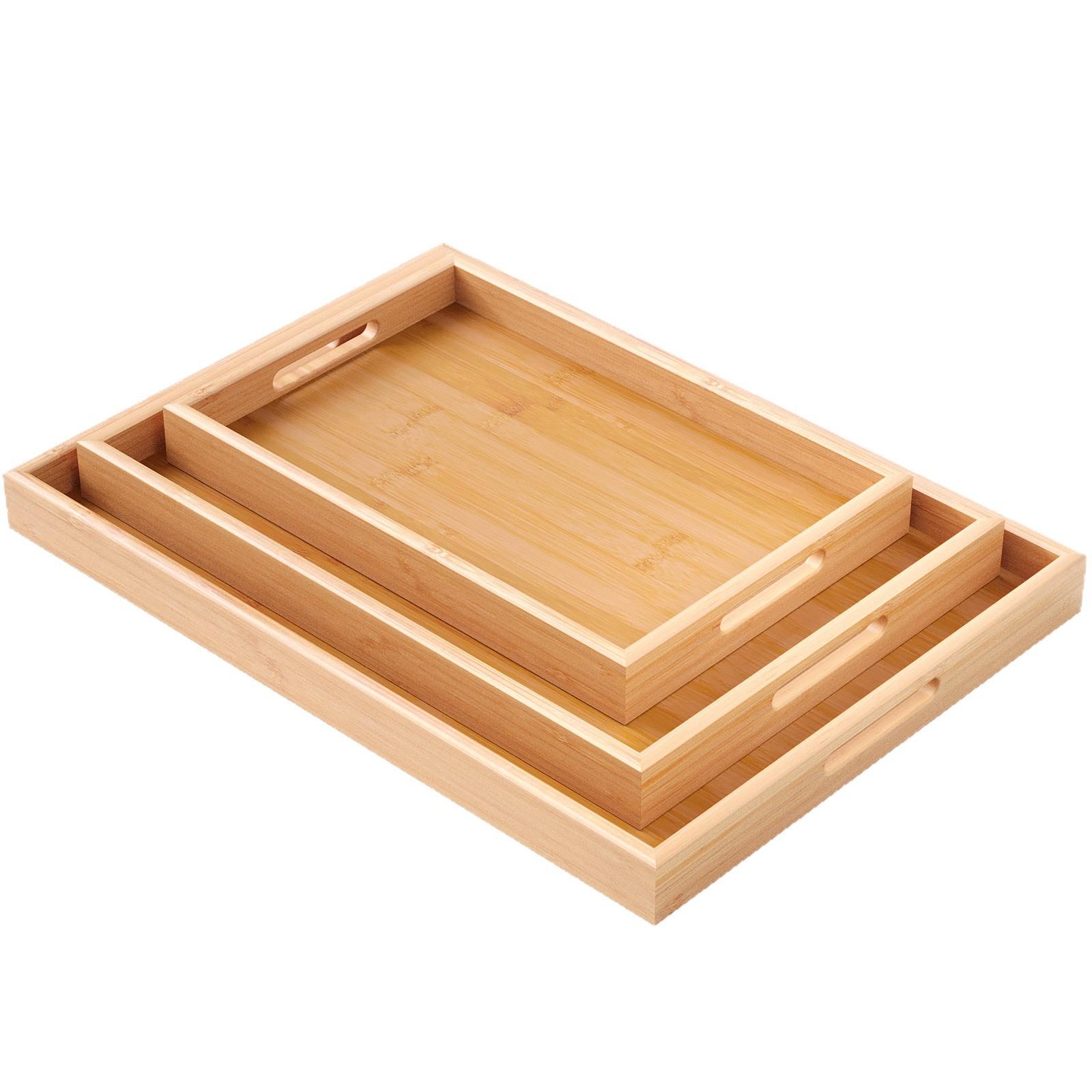 Flat Bamboo Rectangular Storage Tray, for Water Cup, Coffee Cup Storage, Hotel Restaurant Tea Set, Home Daily Plate, Tableware