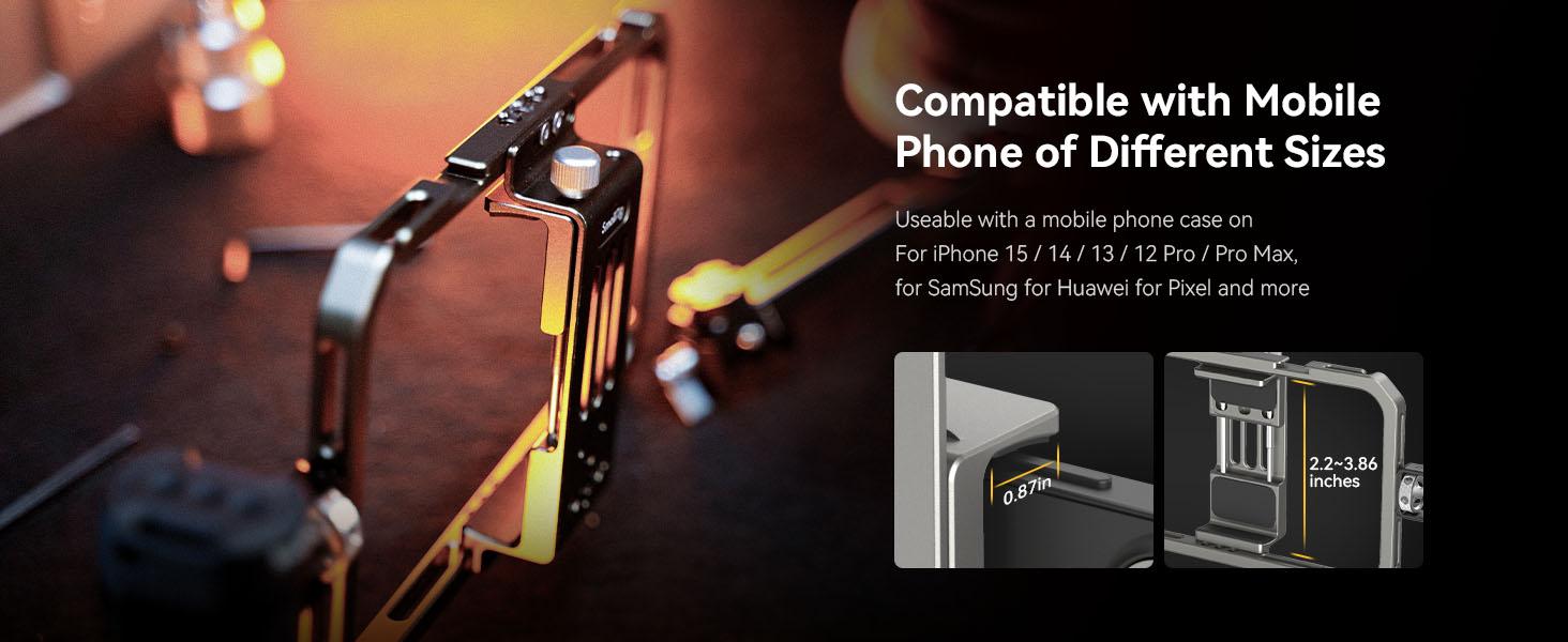 SmallRig Universal Phone Cage, Smartphone Video Rig Kit with Handles, Handheld Filmmaking Vlogging Case Stabilizer for Videomaker, for iPhone for Samsung for Pixel and Other Android Phones for iphone 17 Pro/MAX Selfie Cellphone 4121