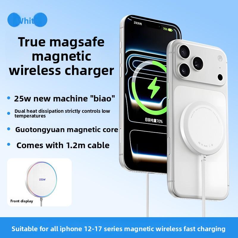 25W Magnetic Wireless Charger with 25w Power, Ultra Slim Fast Charging Dual-Use Car Dashboard & Desktop Charging Station Compatible with iPhone Smartphones & Universal Devices crossbody strap