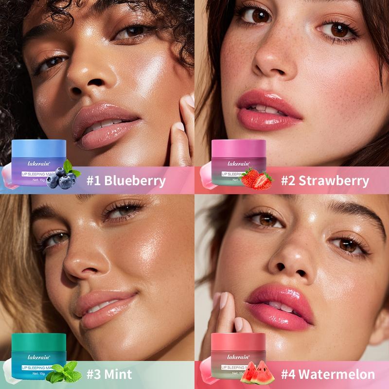 Hydrating Sleep Lip Mask, Lip Sleeping Mask, Dual-Tone Lip Mask with Shea Butter & Fruit Extracts, Deeply Moisturizes & Nourishes Lips, Contains Vitamin E for Lip Care, 4 Fruit Scents, Ideal for Night-time Lip Care, for Daily Use