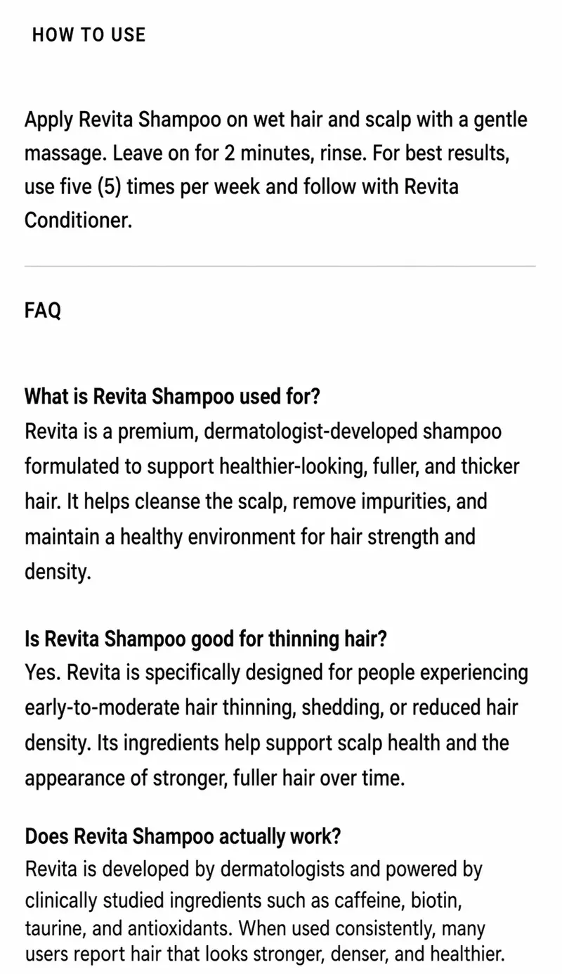 Revita Shampoo For Thinning Hair by DS Laboratories - Volumizing, Thickening Haircare for Men and Women, Supports Hair Growth, Hair Strengthening, Sulfate Free, 7 Fl Oz (205mL)