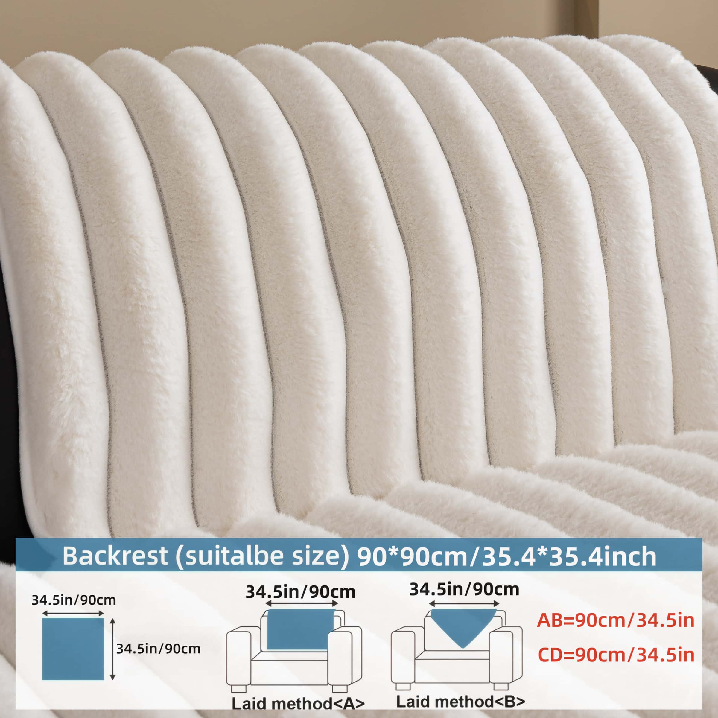 Solid Colour Plush Sofa Cover 1PC, Pet-Friendly Extra Thick Couch Protector, Soft Fluffy Faux Fur Sofa Pad, Non-Slip Machine Washable Anti-Scratch Furniture Throw for Living Room, Sectional, Loveseat & 3-Seater, Sofa Slipcover