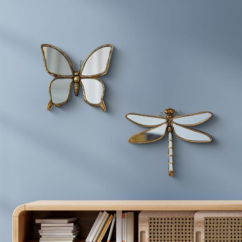 Vintage European Mirror Frame, Dragonfly Butterfly Relief Picture Frame, Home Decor Wall Art, Elegant Light Luxury Hanging Decoration