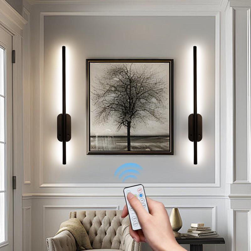 2-Pack Modern Linear LED Wall Lights, Rechargeable, Timer, Magnetic, for Living Room, Kitchen, Bedroom, Hallway, Cafe, Restaurant, Office