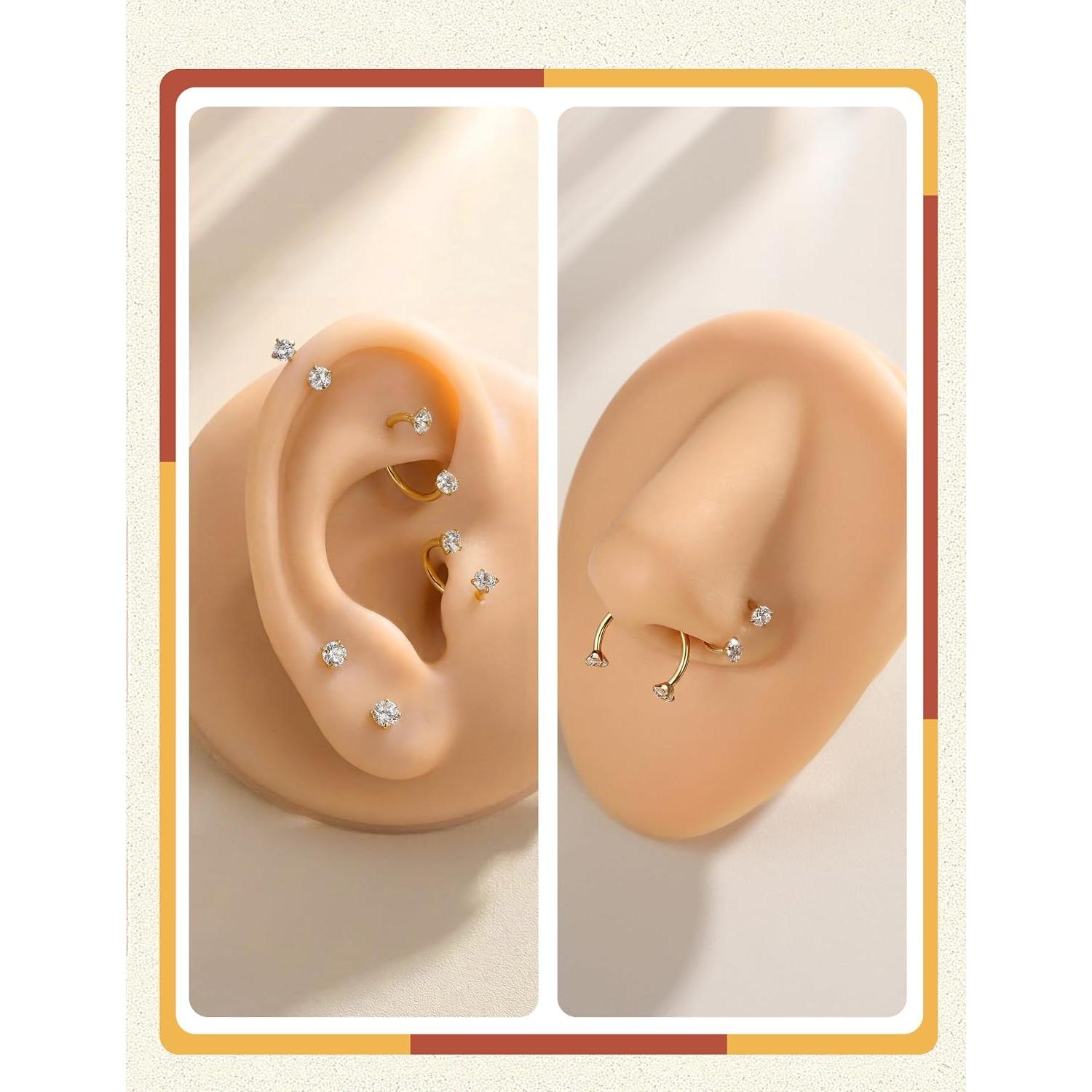 8Pcs Hypoallergenic Steel Horseshoe Septum for Men Women, 7/8/10/12mm 18G Gold Silver Hoops, Body Piercing Jewelry, multi-use cartilage tragus daith lip piercing jewelry, great for daily wear, parties, festivals & holiday birthday gifts