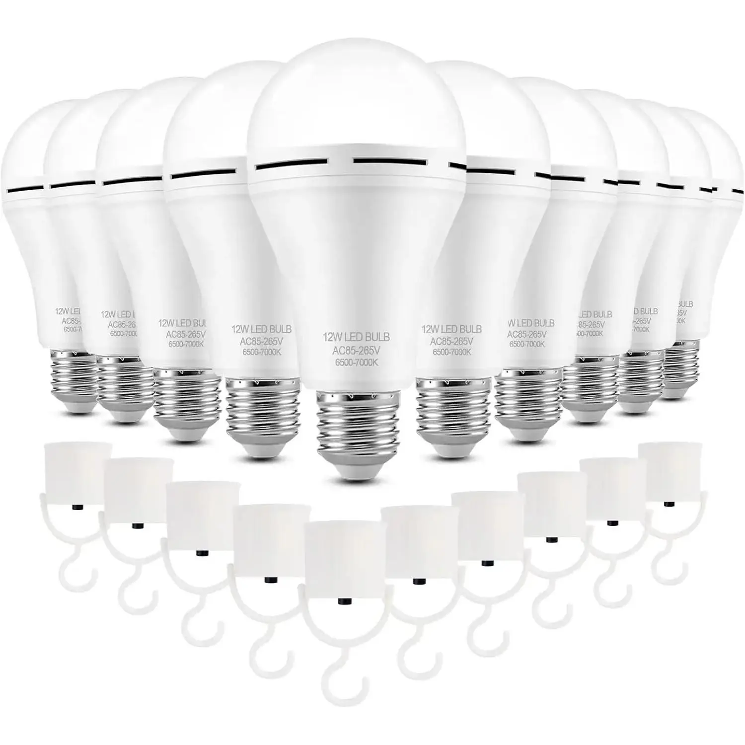 4/6 Pack A19 Emergency Light Bulbs with Battery Backup, Rechargeable E26/E27 LED Bulbs, 9W 6000K Daylight 60W Equivalent, 1200mAh Power Outage Lights for Home, Camping, Storm & Emergency Kits,Waterproof