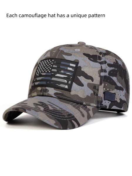 Unisex American Flag Baseball Cap, Adjustable Sun Protection Hat, Casual Woven Fitted Design for Spring & Fall Outdoor Activities