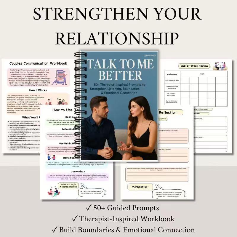 Talk to Me Better Couples Relationship Healing Workbook, Improve Communication, Enhance Intimacy, Resolve Conflicts, Self-Reflection Exercises