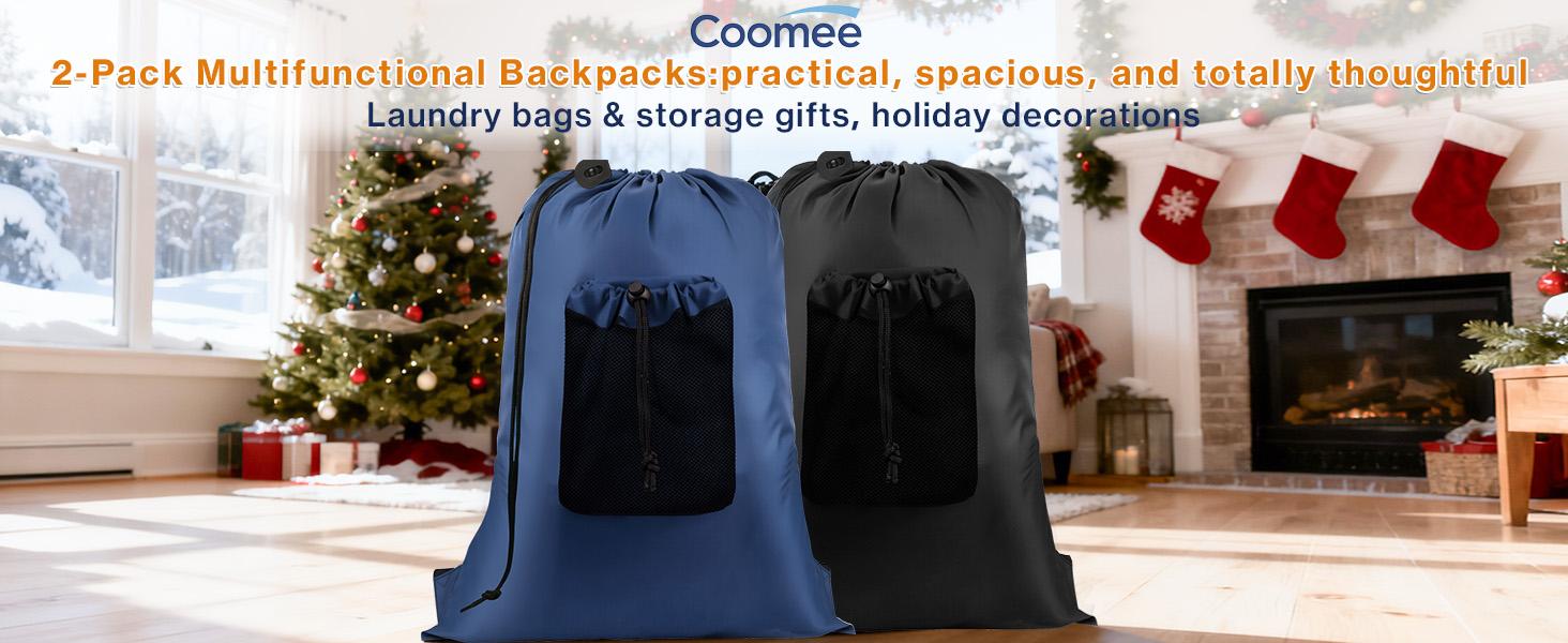 2-Pack Backpack Laundry Bags, Laundry Bag Backpacks with Shoulder Straps, Door Bag, Laundry Hamper Lining for College Dorm, Travel, Laundromat
