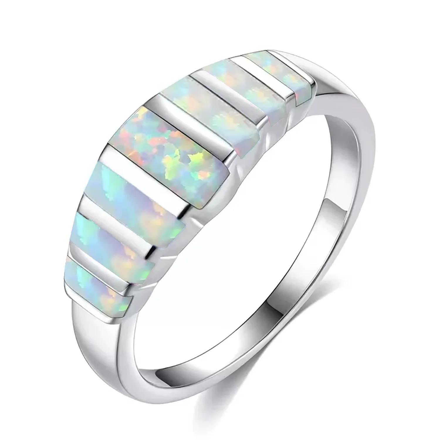 Boho Stackable Statement Ring Unique Colorful Jewelry,Colorful Fire Opal Wedding Ring for Women Fashionable Jewelry Gift