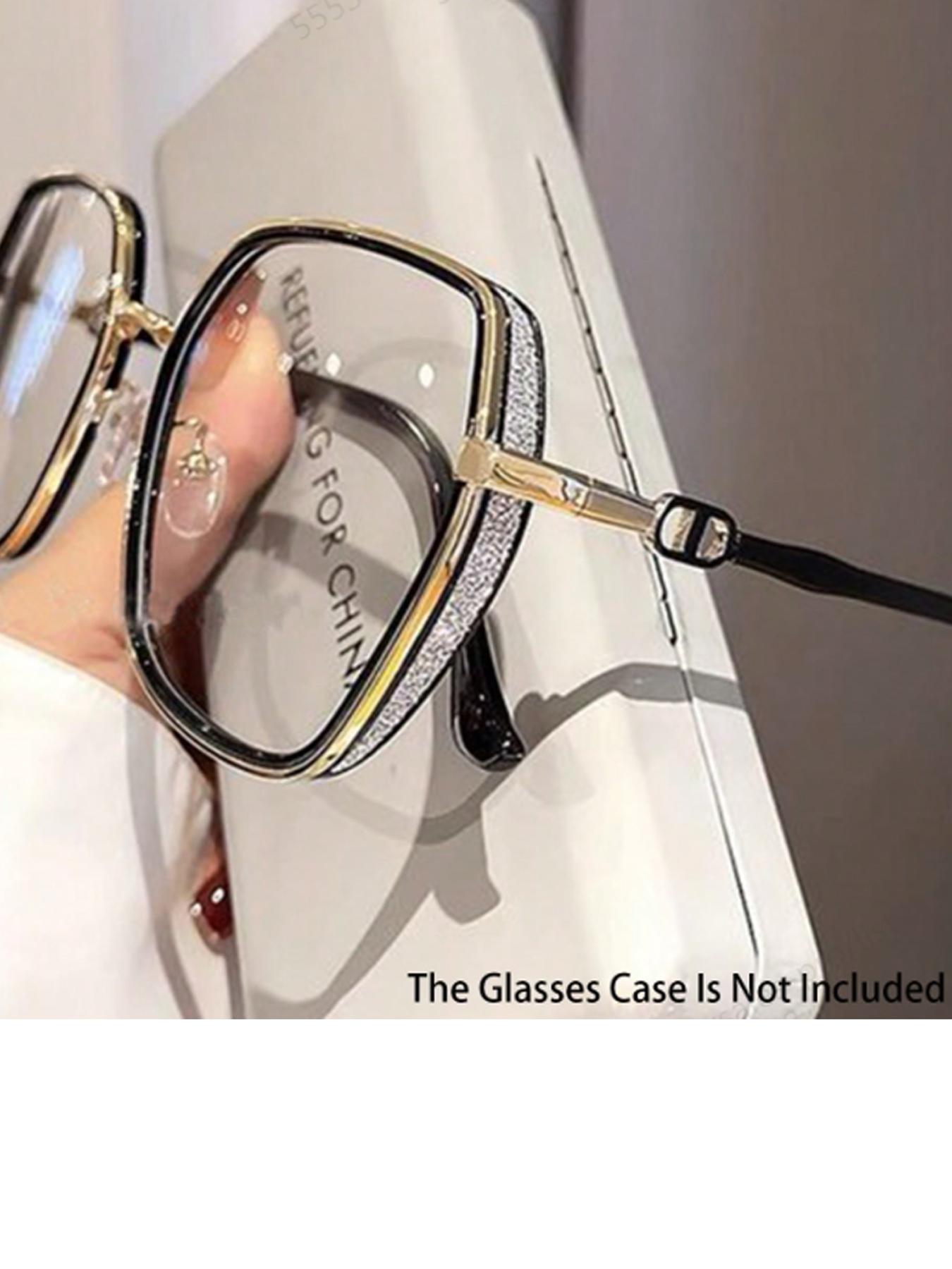 Simple Anti-blue Light Eyeglasses for Everyday Use, Large Square Frame Fashion Eyeglasses for Women & Men, Fashion Eyeglasses for Work, Daily Clothing Decor, Lightweight Eyeglasses, Casual Eyeglasses