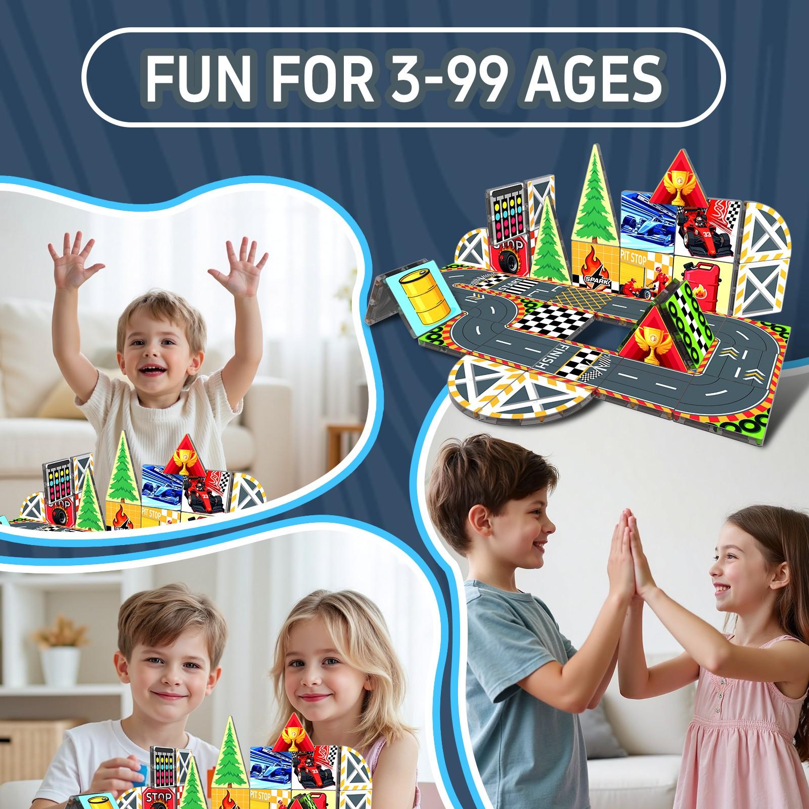 Magnetic Tiles Building Blocks Set, Stem Educational Toy for Kids Ages 3-8 & 4-12, Creative Puzzle Board Gift for Boys Girls