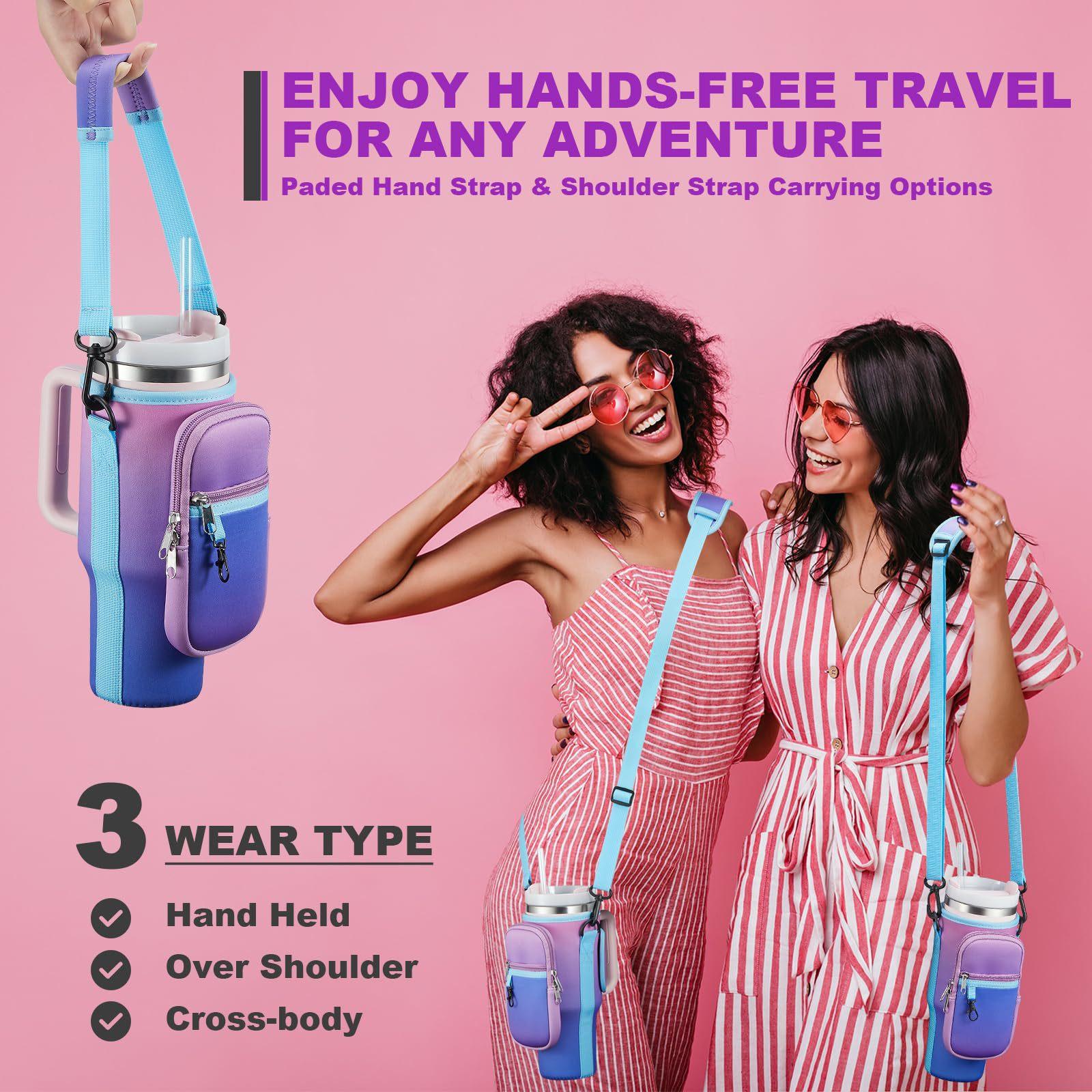 Multifunctional Keychain Set with Zipper Pulls & Climbing Buckles, Trendy Insulated Travel Tumbler Cup Sleeve for 40oz Ice King Cups, Perfect Gift Idea, Drink Carrier In Cupholder