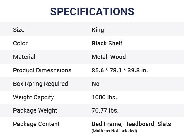 Allewie Modern Twin/Full/Queen/King Bed Frame with 4.7" Headboard Shelf,【Frame Only No Mattress】 Heavy-Duty Platform Bed Frame, No Box Spring Needed, Brown Shelf/Black Shelf,#TikTokShopBlackFriday #Christmas Gifts