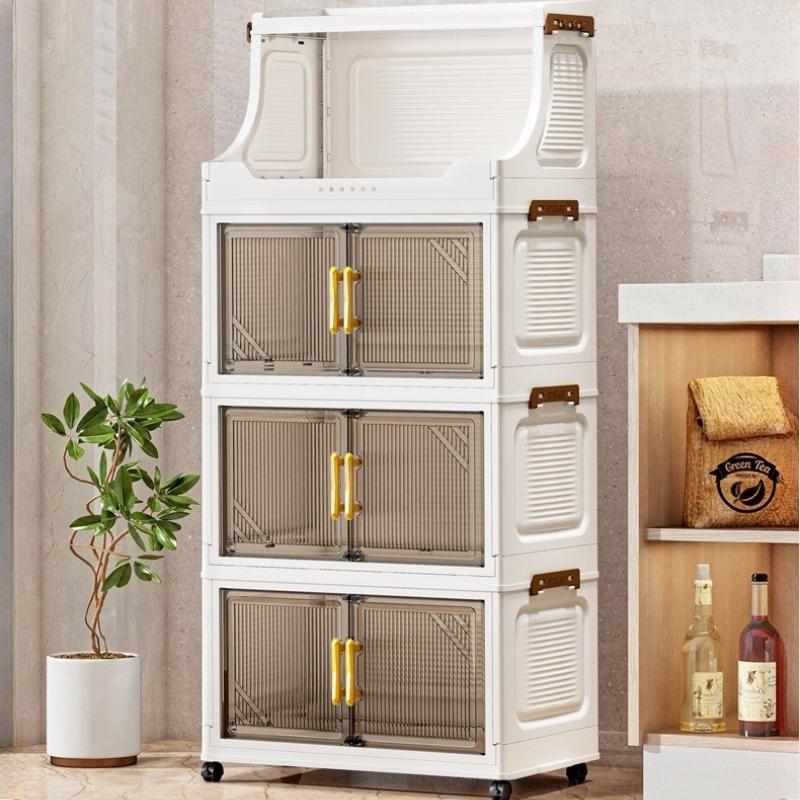 Newly upgraded 47cm/18.5in, 2-6 story vertical foldable storage cabinet with wheels that can be moved, storing small fabric items in the bedroom, storing cleaning tools on the balcony, and making perfect use of corners to save space