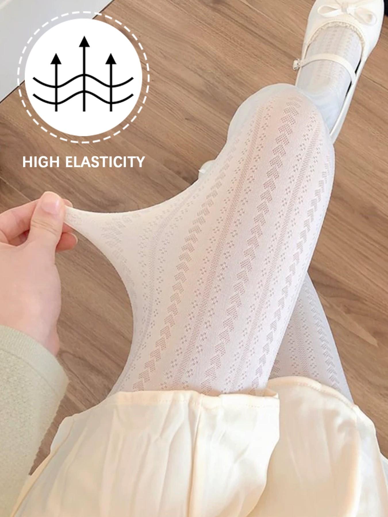 Women's Hollow Out Mesh Stockings, Sexy Vintage Underwear Socks, Fitted Boho Style, Plant Pattern, Made in China