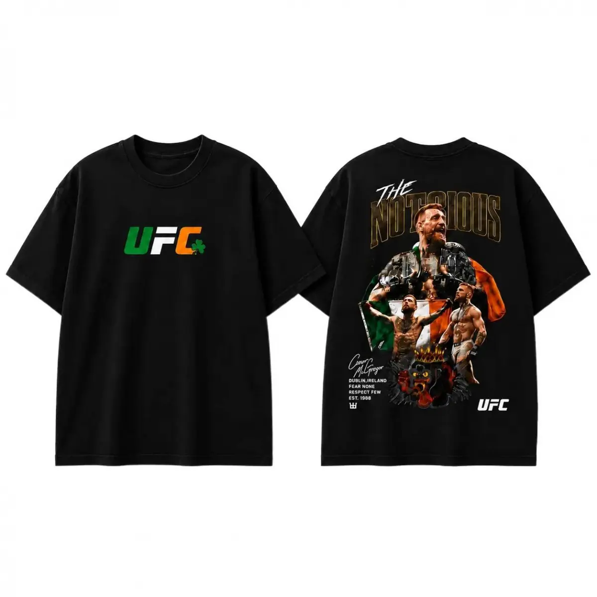 [graphic tees]street wear Men's UFC 329 Black Conor McGregor T-Shirt, The Notorious UFC Graphic Tee, UFC MMA Shirt, Gift for Fighters, Sports Apparel,Regular,Grunge 100%Cotton