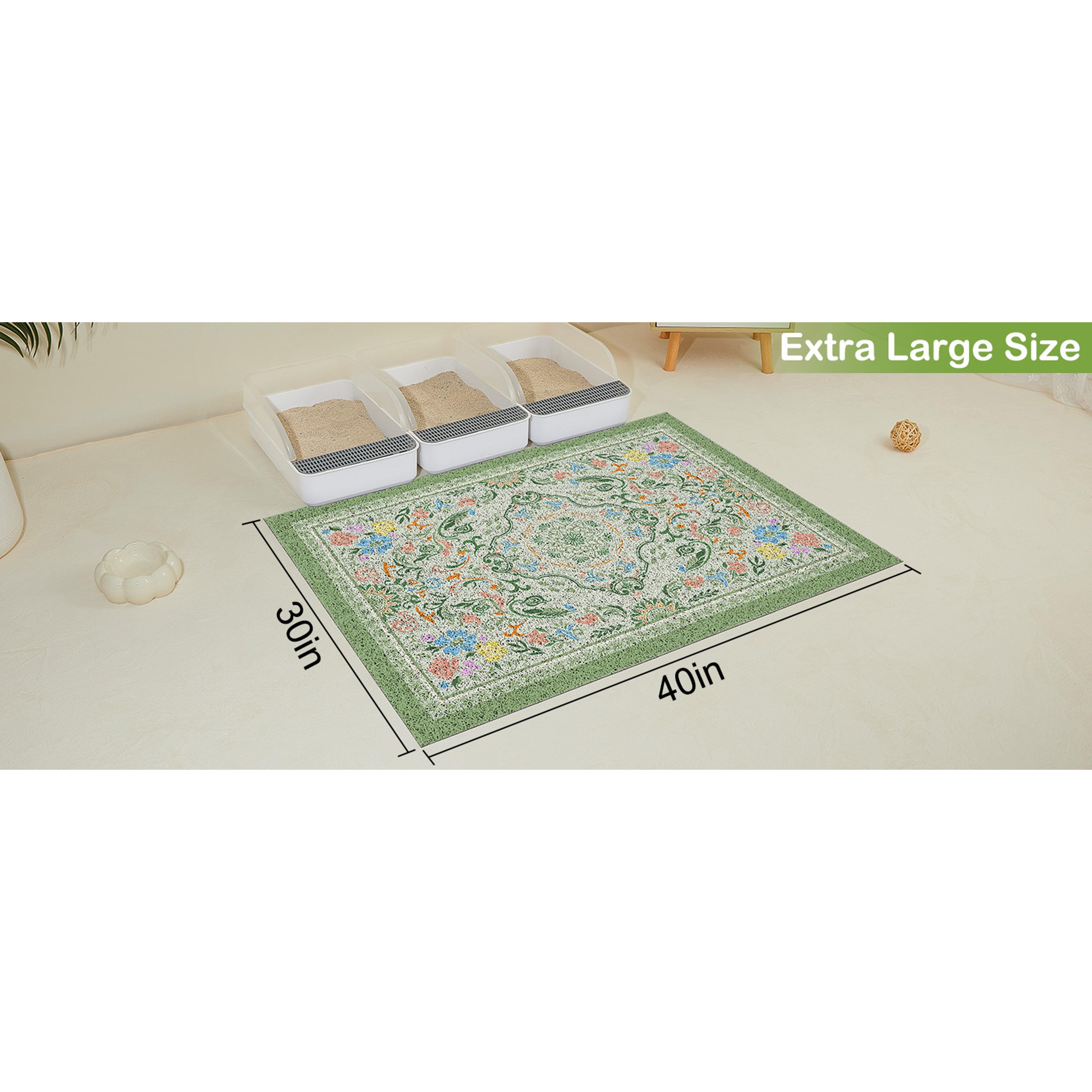 Cat Litter Mat with Non-Slip Bottom Litter Box Mat 33"X22" Litter Trapping Mat Easy to Clean Washable Cat Food Mat for Kitty