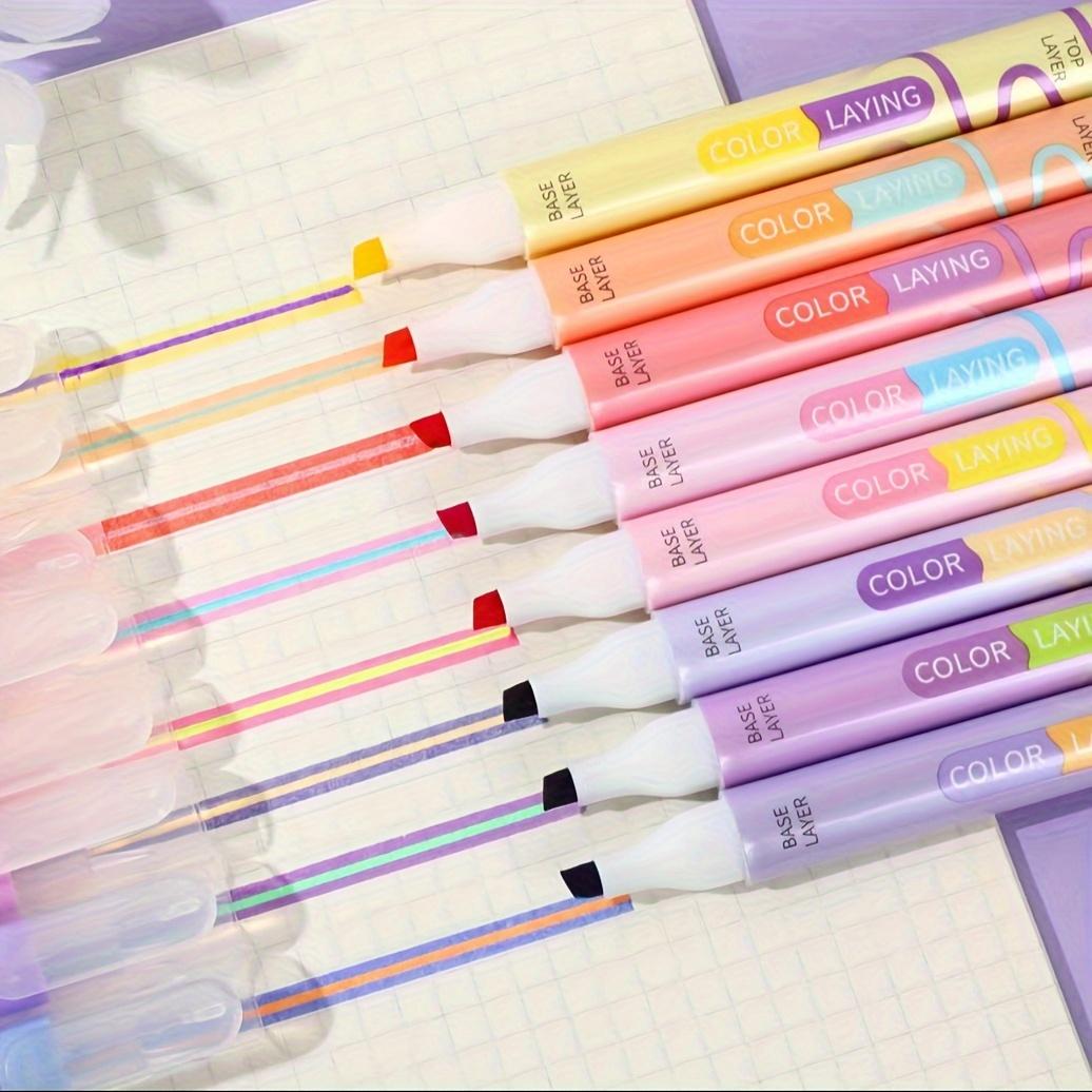 8/16 color highlighter pen set, double-ended two-color marker pen, color-changing magic pen, creative pen, Holiday gift pen, non-transparent, non-fading, suitable for diary, school and office supplies - ideal Christmas and Easter gifts