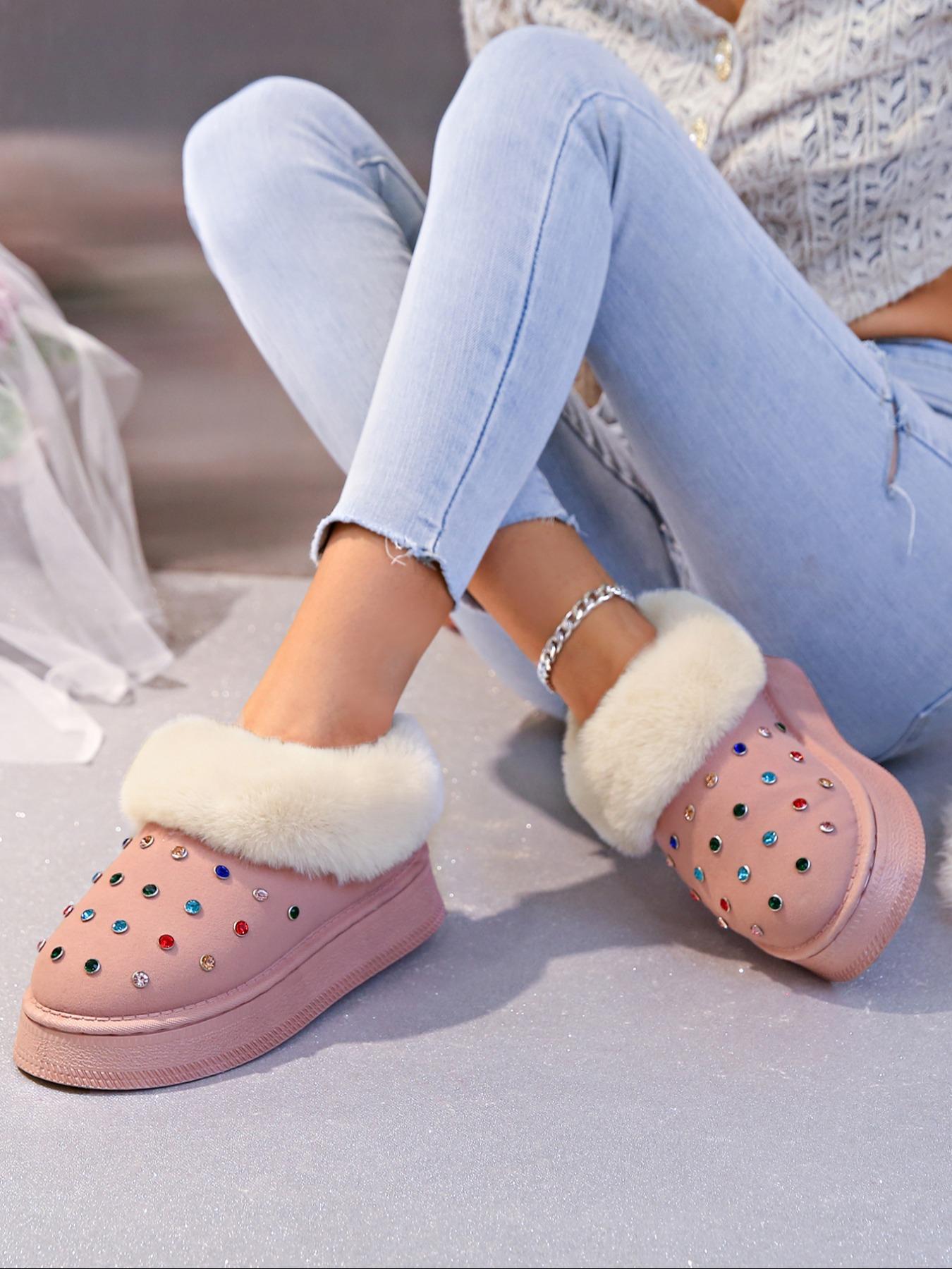 Women's Winter Casual Ankle Boots, Thick Sole Snow Boots, Warm Home & Outdoor Use, Fashionable Round Toe Short Boots, Winter Shoes